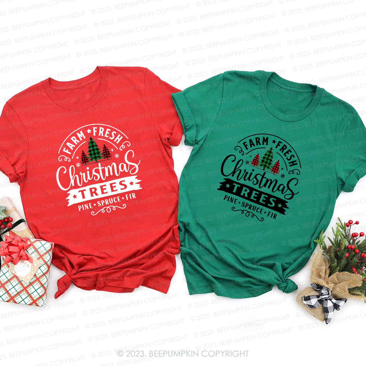 Farm Fresh Christmas Trees Family Matching Shirts Beepumpkin
