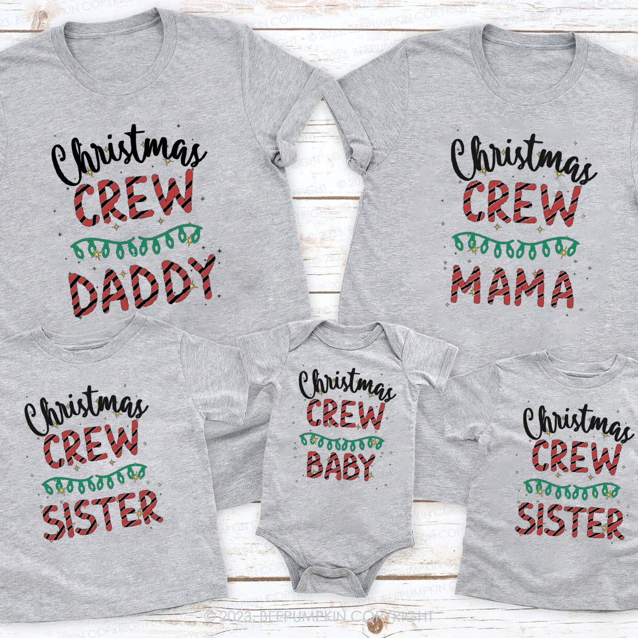Christmas Crew Group Holiday Family Matching Tees Beepumpkin