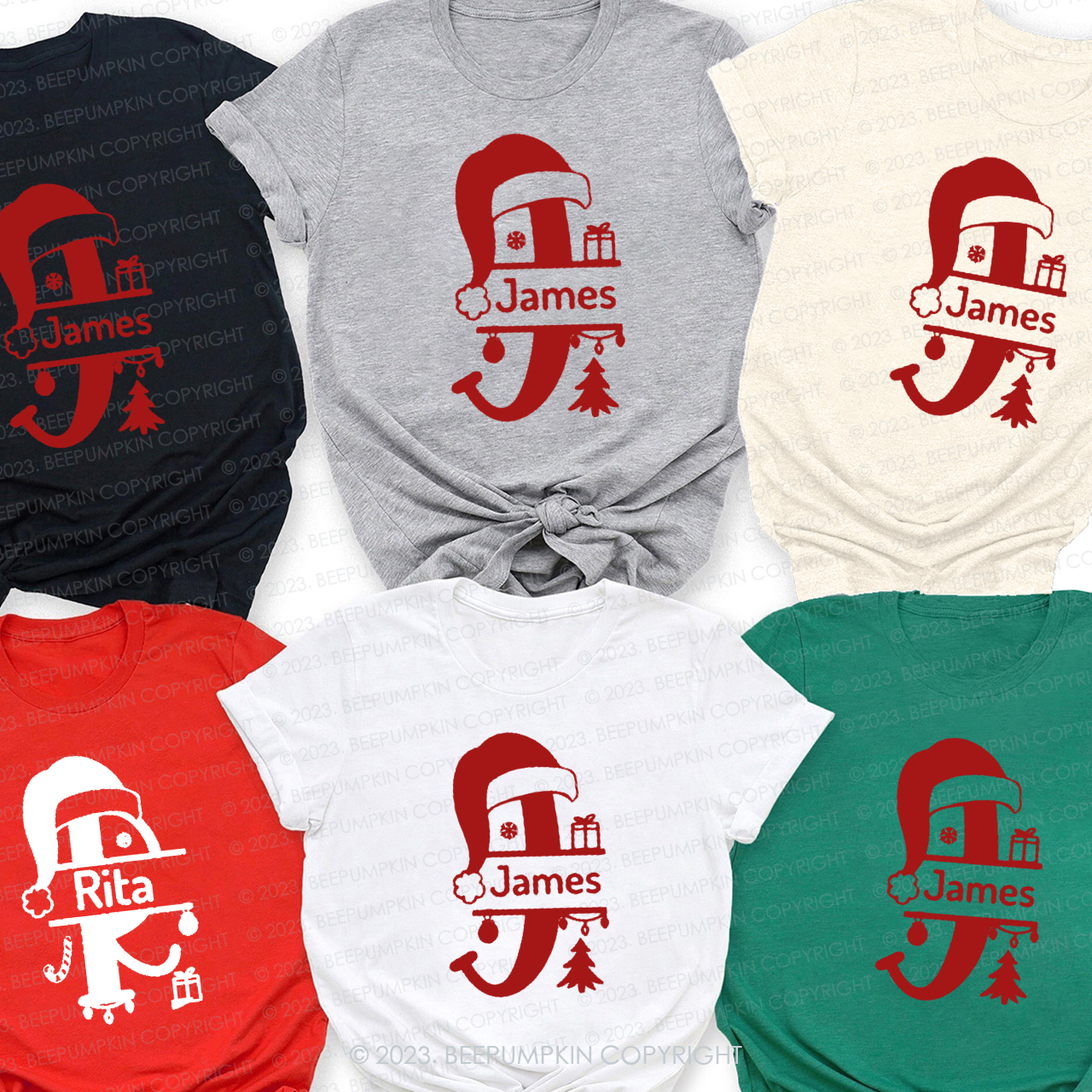 Personalized Monogrammed Family Christmas Shirt With Name