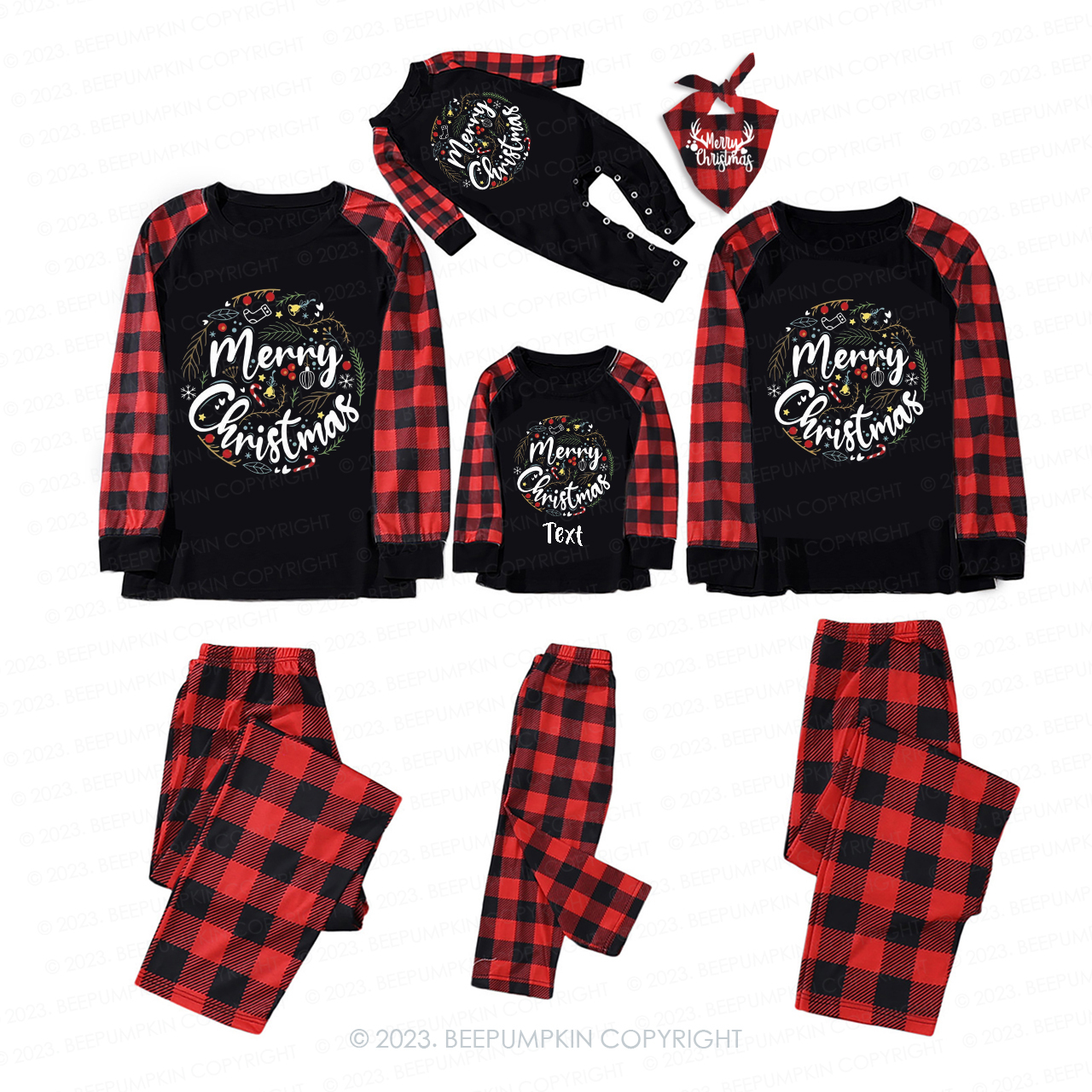 Custom Merry Christmas Wreath Fashion Matching Pajamas