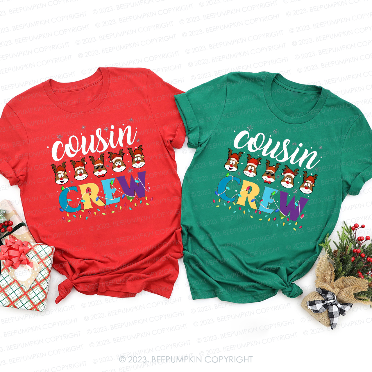 Reindeer Christmas Cousin Crew Family Gift Matching Shirt
