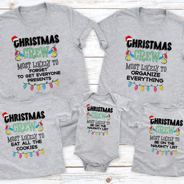 Personalized Christmas Crew Most Likely To Family Gifts Matching Tees