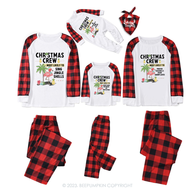 Christmas Crew Most Likely to Flamingos on Vacation in Hawaii Pajamas