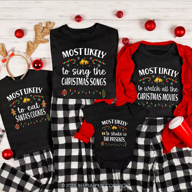 46 Quotes Most Likely Christmas Funny Holiday Matching Shirts
