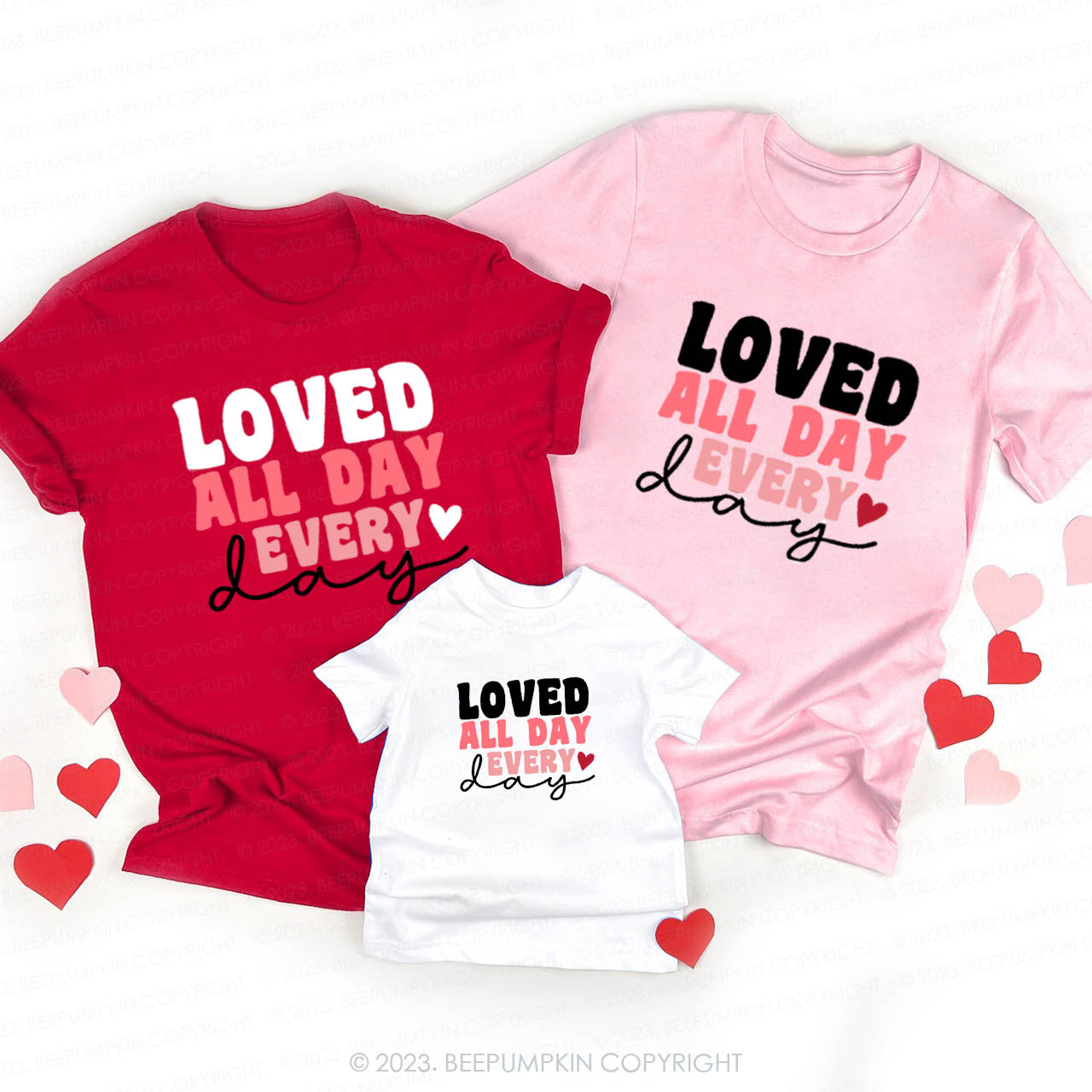 Love You All Day Every Valentines Day Family Matching Shirts