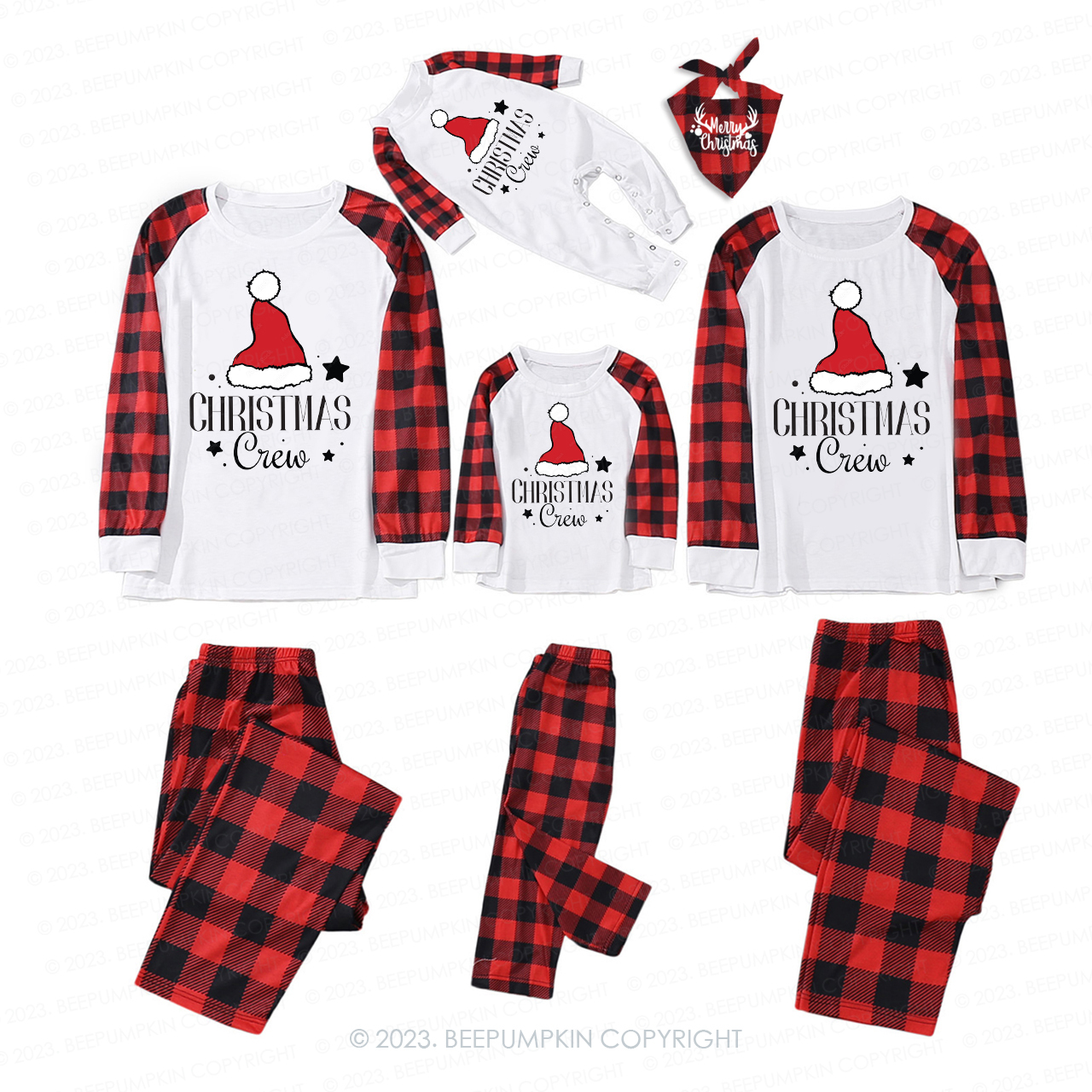 Christmas Crew Cute Santa Hat Family Matching Pajamas Sale-Beepumpkin™