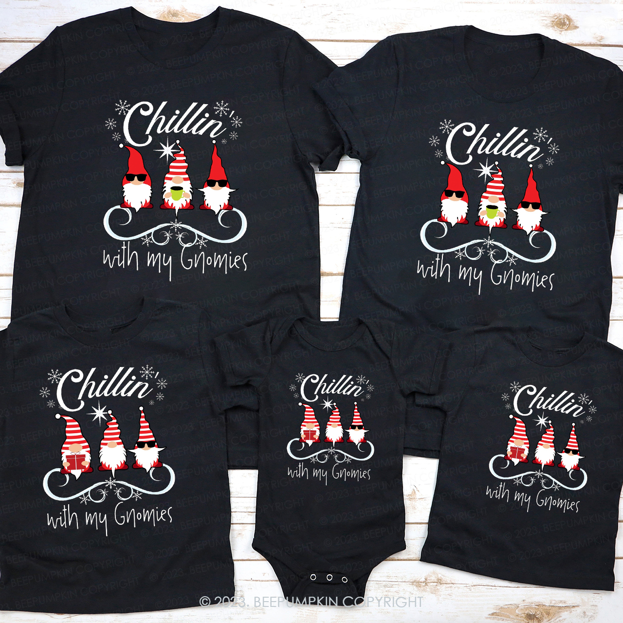 Chillin Gnomies Funny Family Christmas Matching Shirts