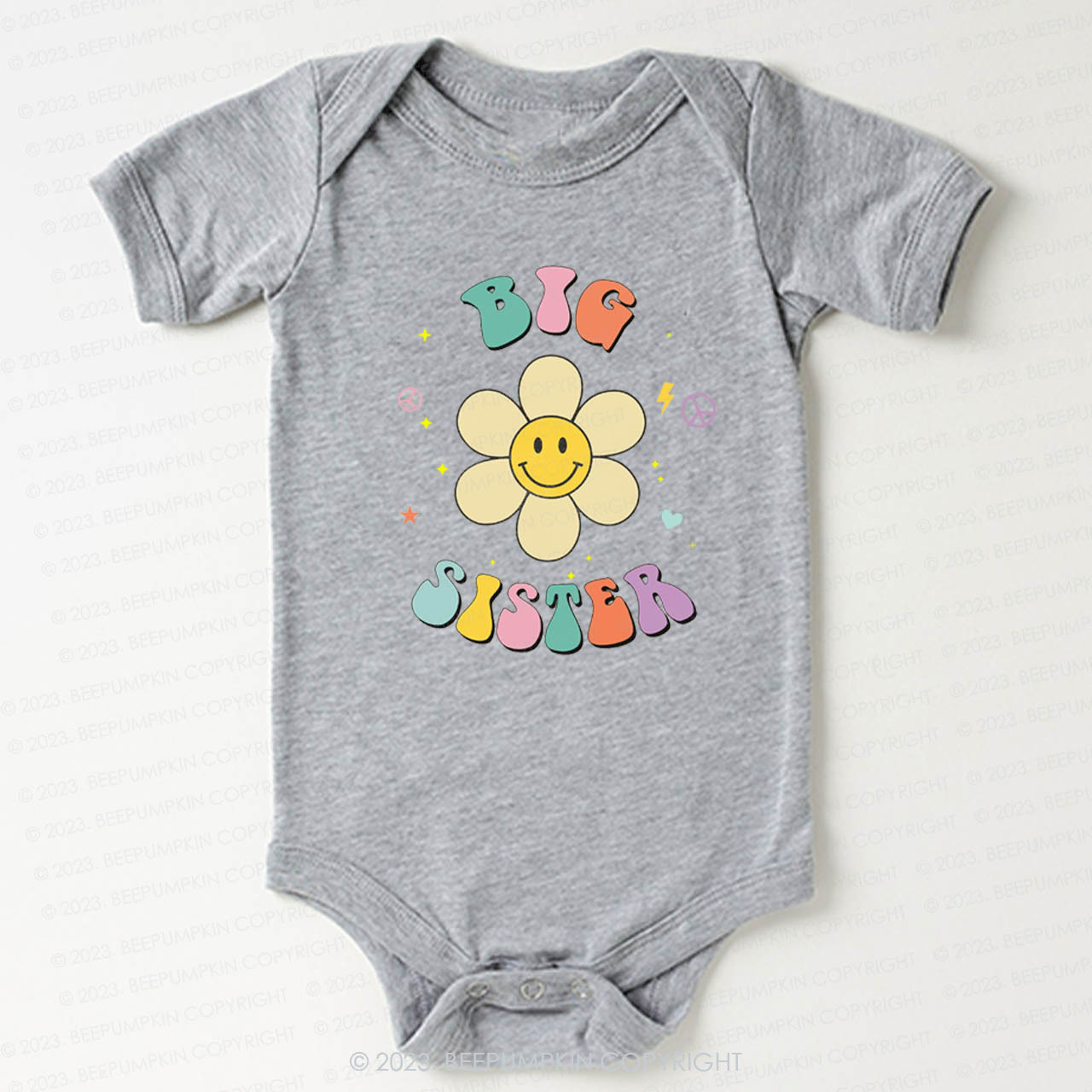 Personalized Smiley Face Flower Sibling Bodysuit For Baby