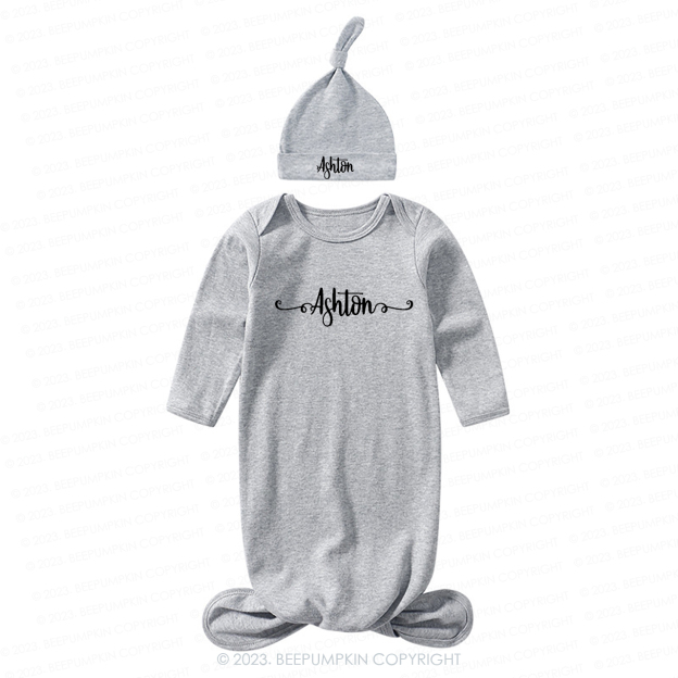  Unisex Knotted Baby Gown With Personalized Knotted Hat