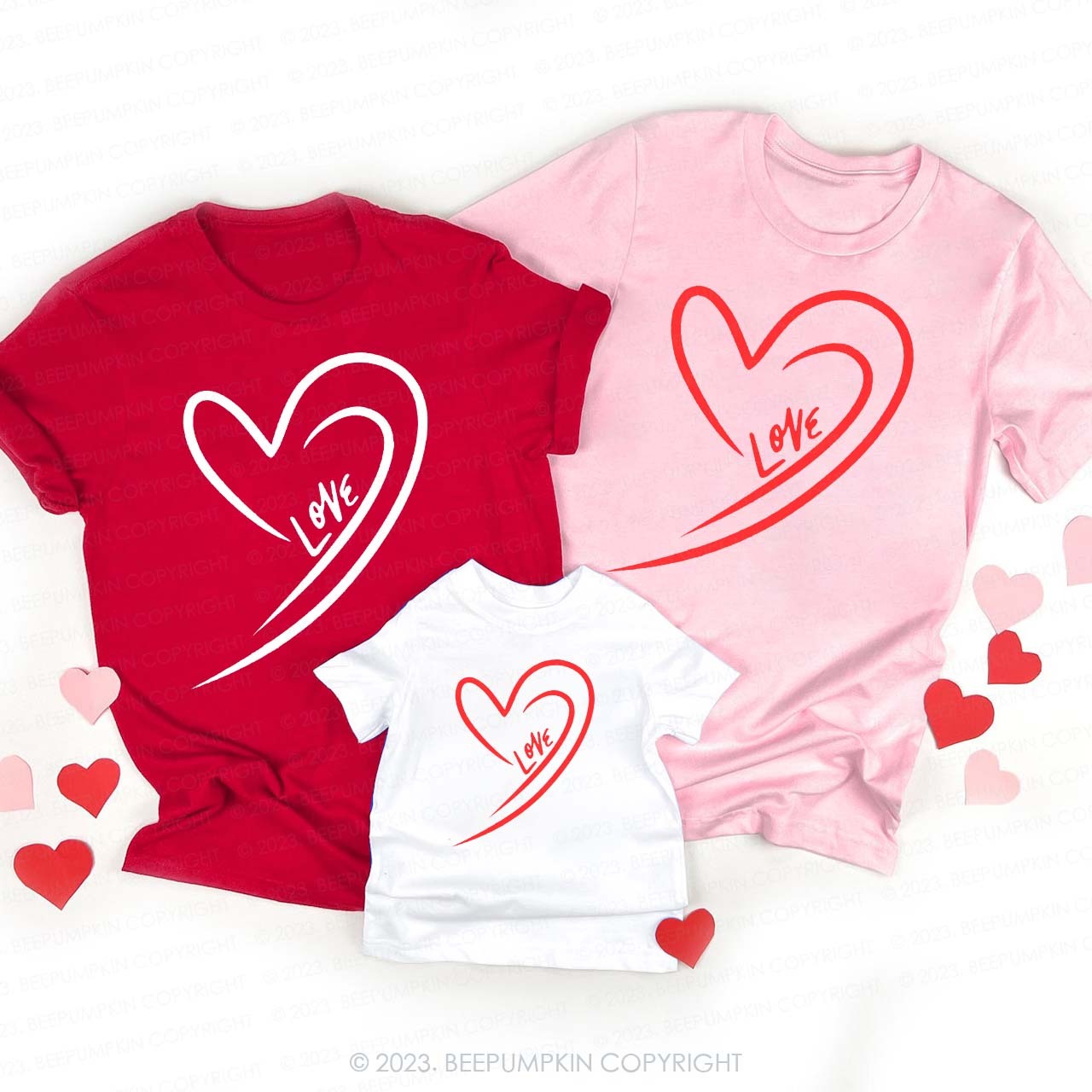 Cute Valentine's Family Matching Shirts - Love Heart