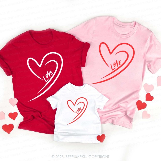 Cute Valentine's Family Matching Shirts - Love Heart