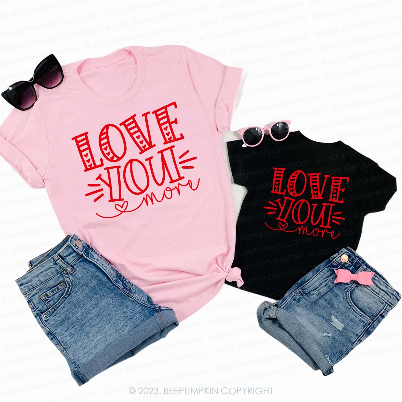Love You More Valentine's Family Matching Shirts