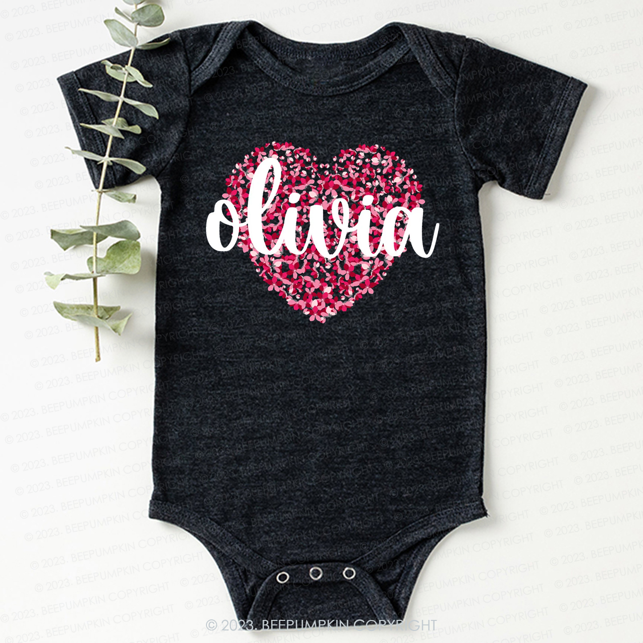 Personalized Floral Valentines Day Bodysuit For Baby