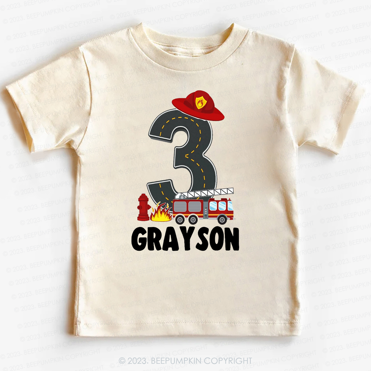 Personalized Sound the Alarm Boy's Fire Truck Birthday Kids Tees