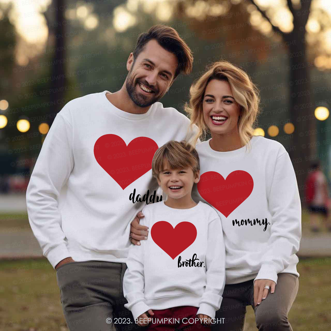 Dad Mama And Me Red Hearts Matching Valentine��s Sweatshirt