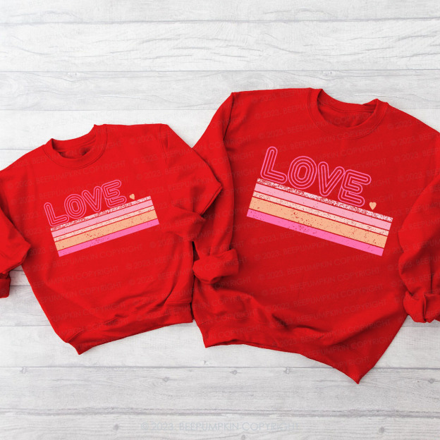 Rainbow Stripes Love Matching Valentine‘s Sweatshirt