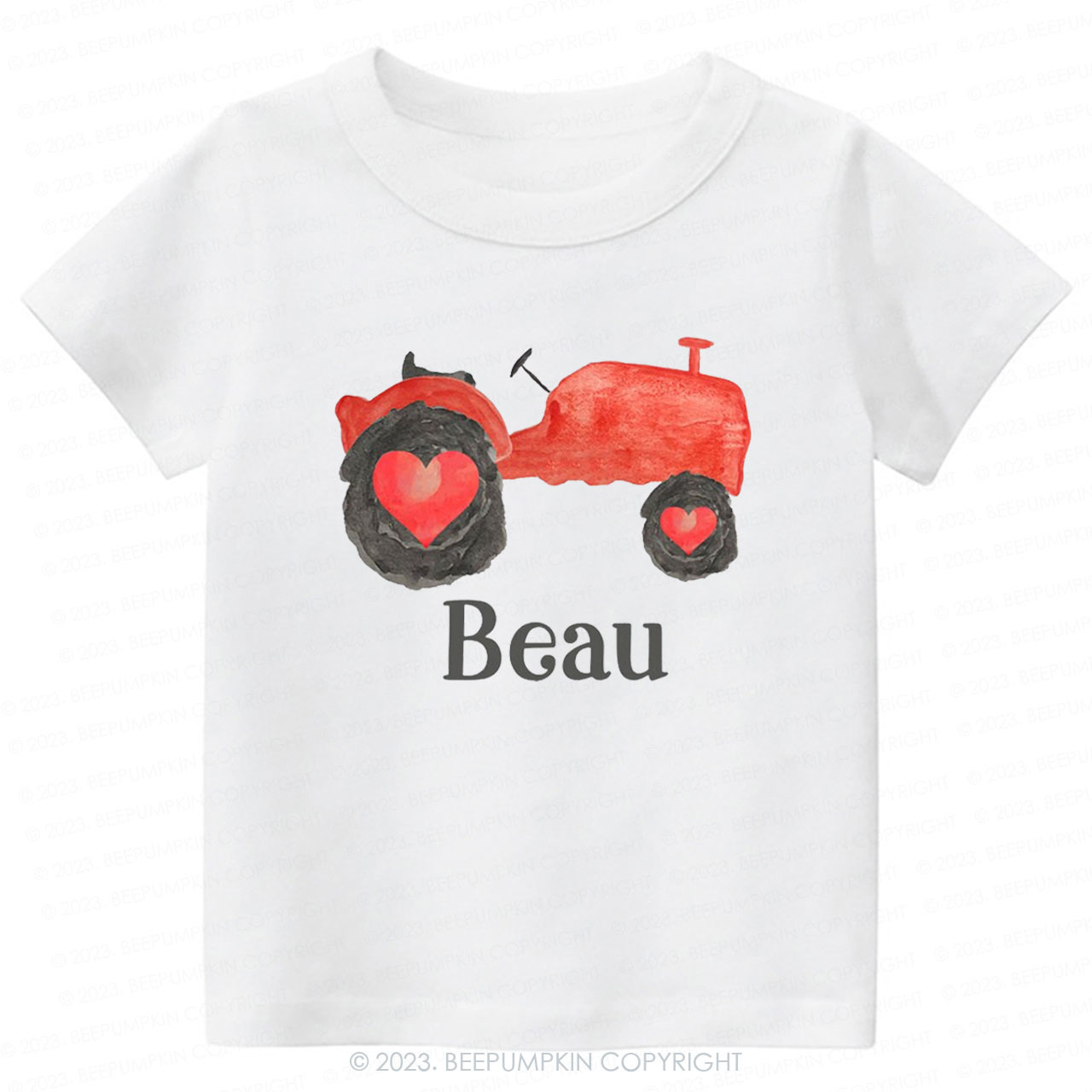 Personalized Name Tractor Valentines Day Kids Tees