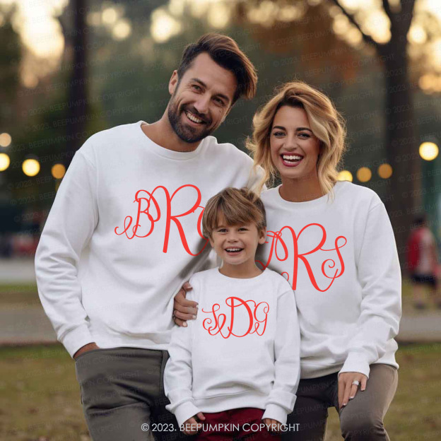 Fancy Cursive Monogram Matching Valentine��s Sweatshirt