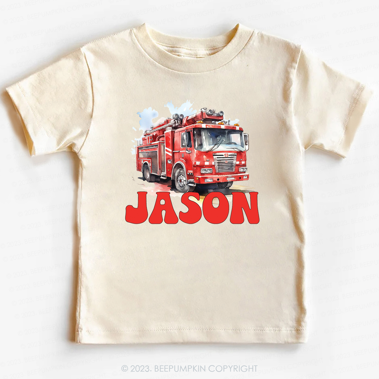 Personalized Name Firetruck-Toddler Tees