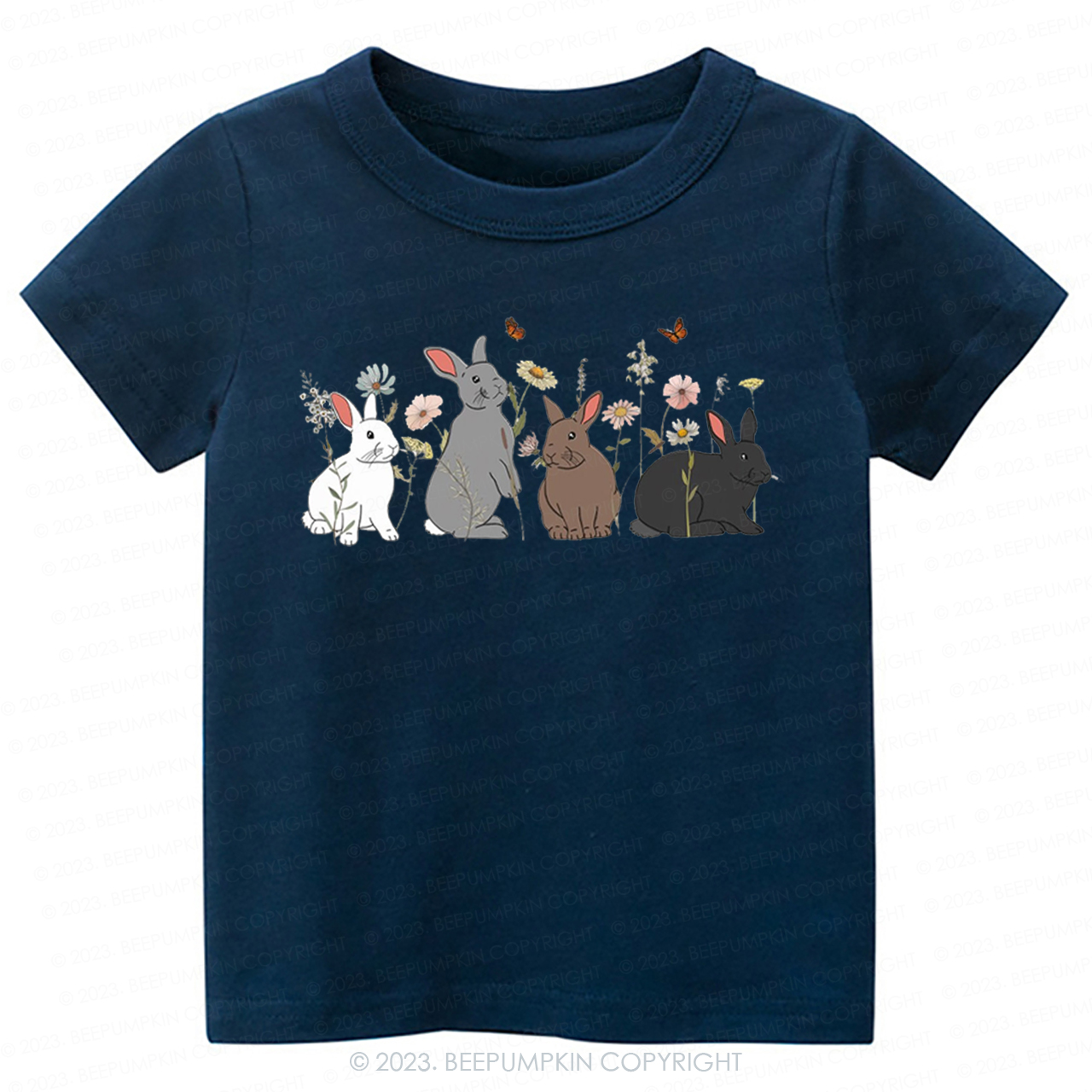 Floral Butterfly Bunny Easter -Toddler Tees
