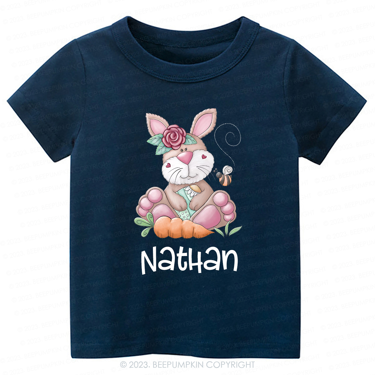 Personalized Spring Happy Bunny Easter Toddler Tees