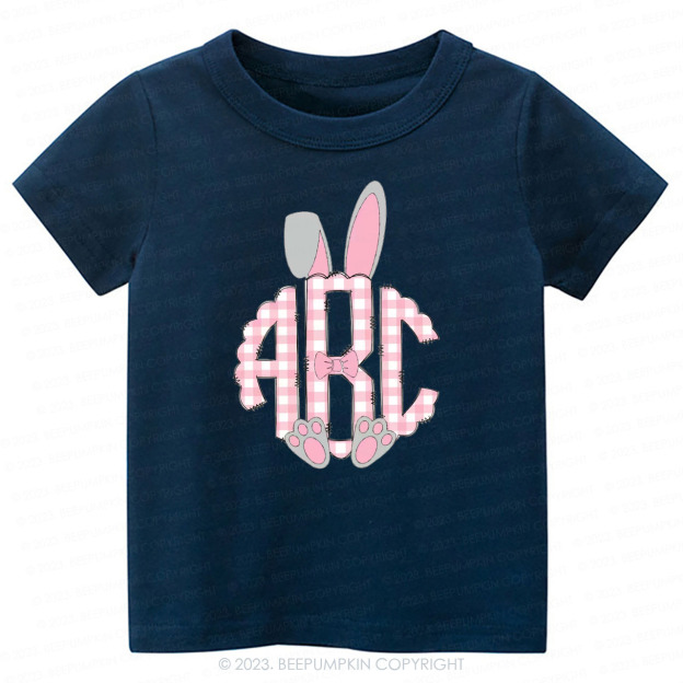 Pink Easter Bunny Ears Monogram Easter Toddler Tees