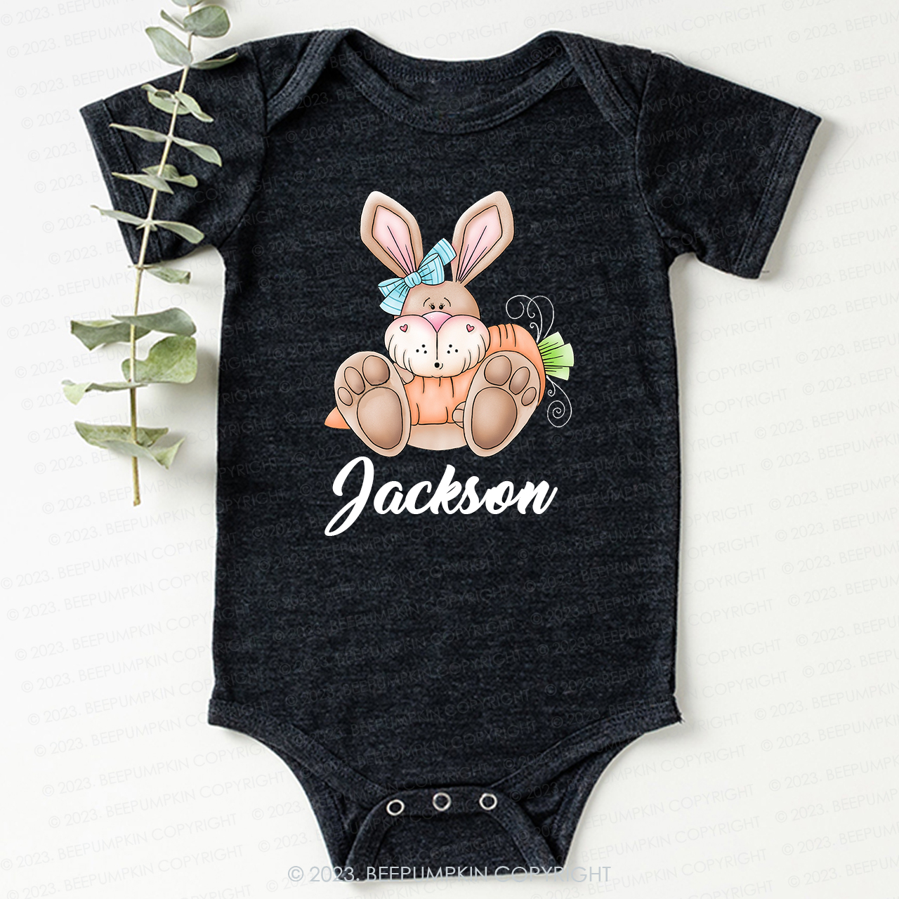 Spring Bunny Rabbit with Carrot Easter Bodysuit For Baby