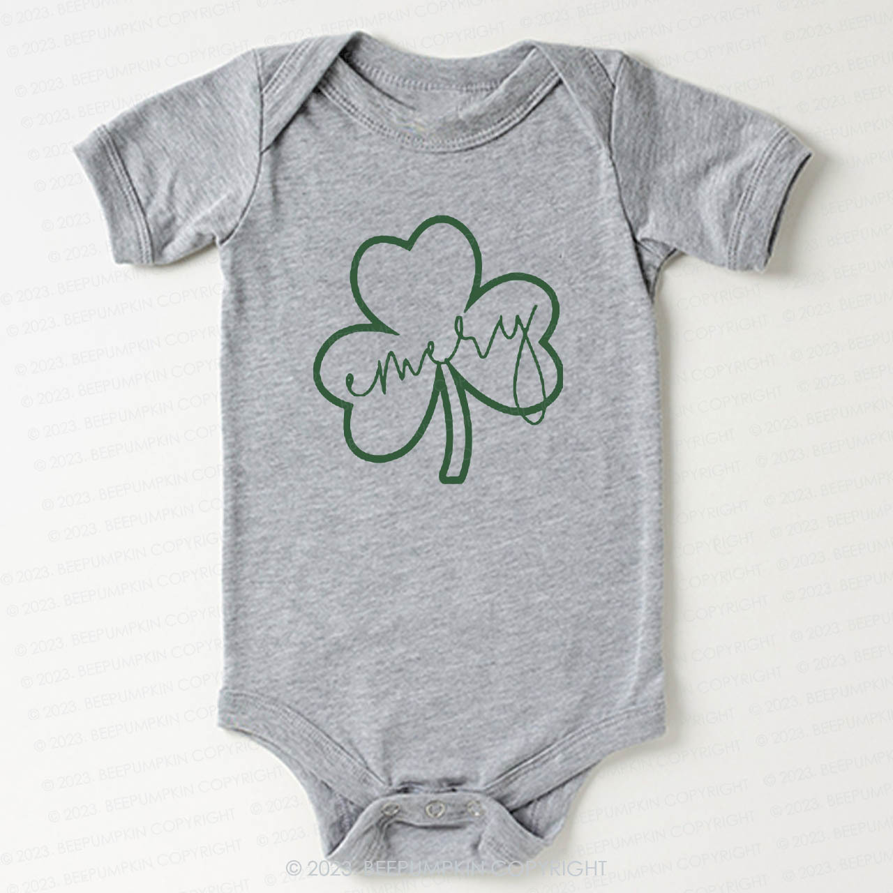Shamrock Glitter Name St.Patricks Day Bodysuit For Baby