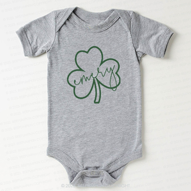 Shamrock Glitter Name St.Patricks Day Bodysuit For Baby
