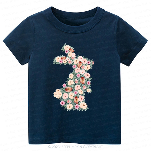 Spring Floral Bunny Easter-Toddler Tees