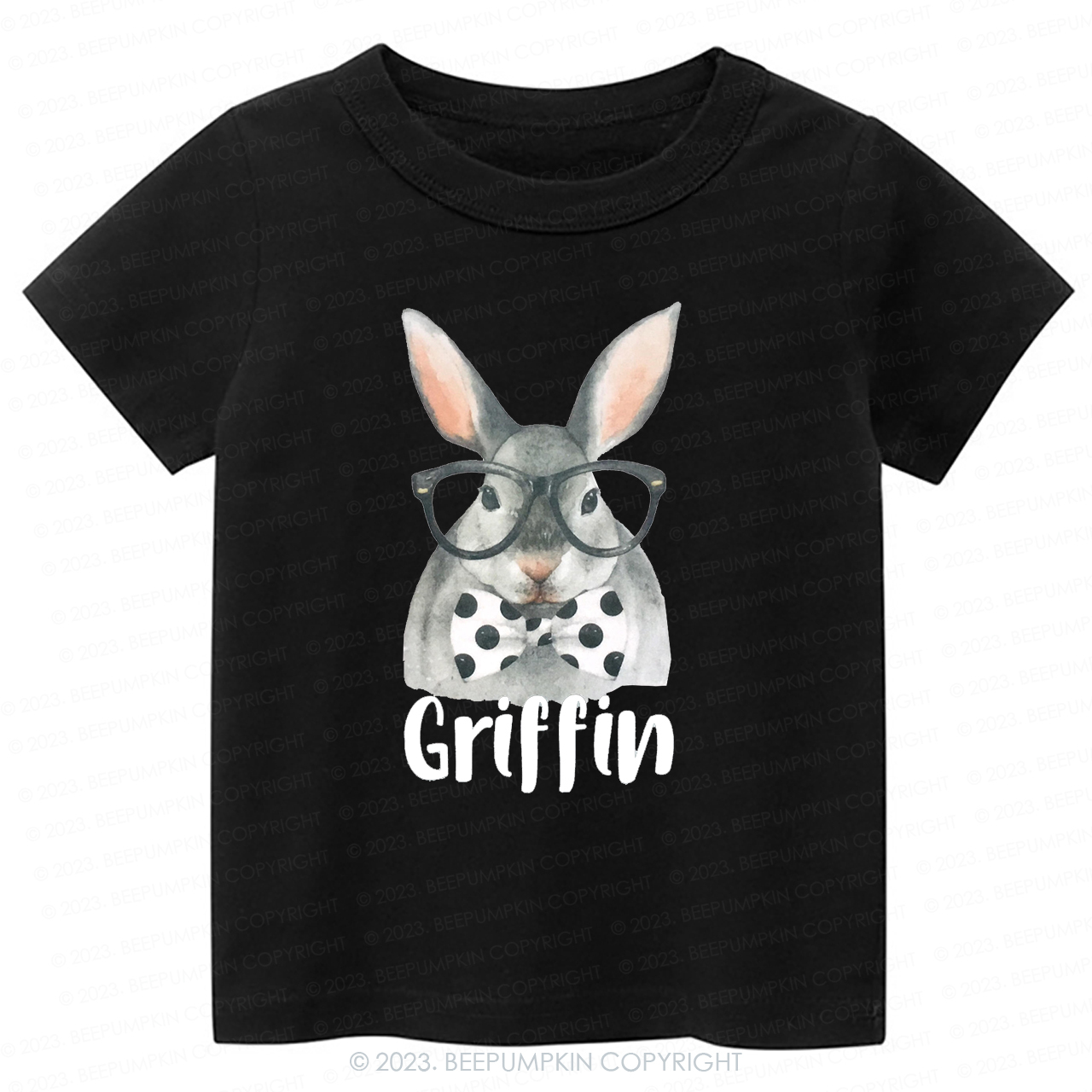 Personalized Easter Raglan Hipster Bunny -Toddler Tees