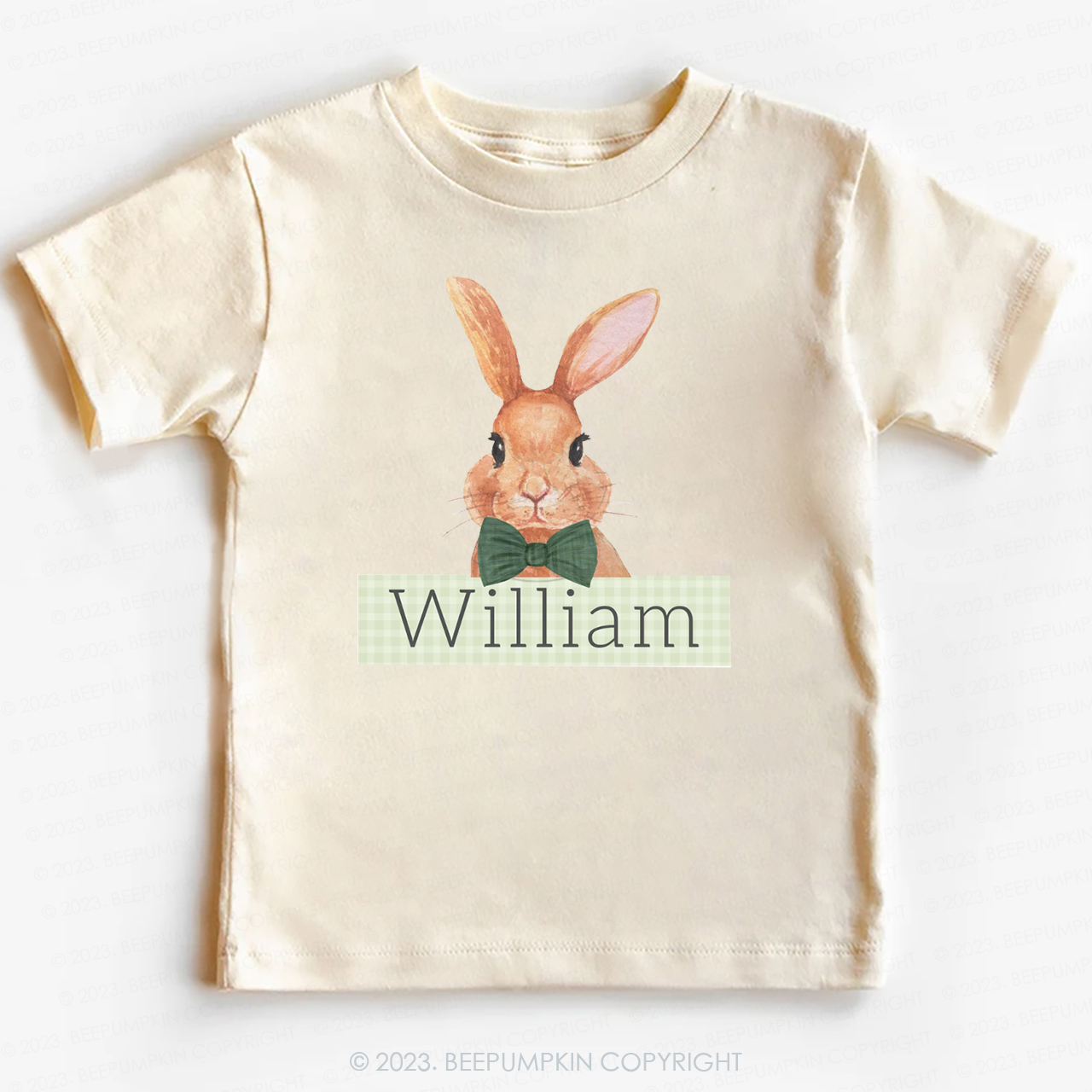 Easter Bunny Green Gingham Name -Toddler Tees