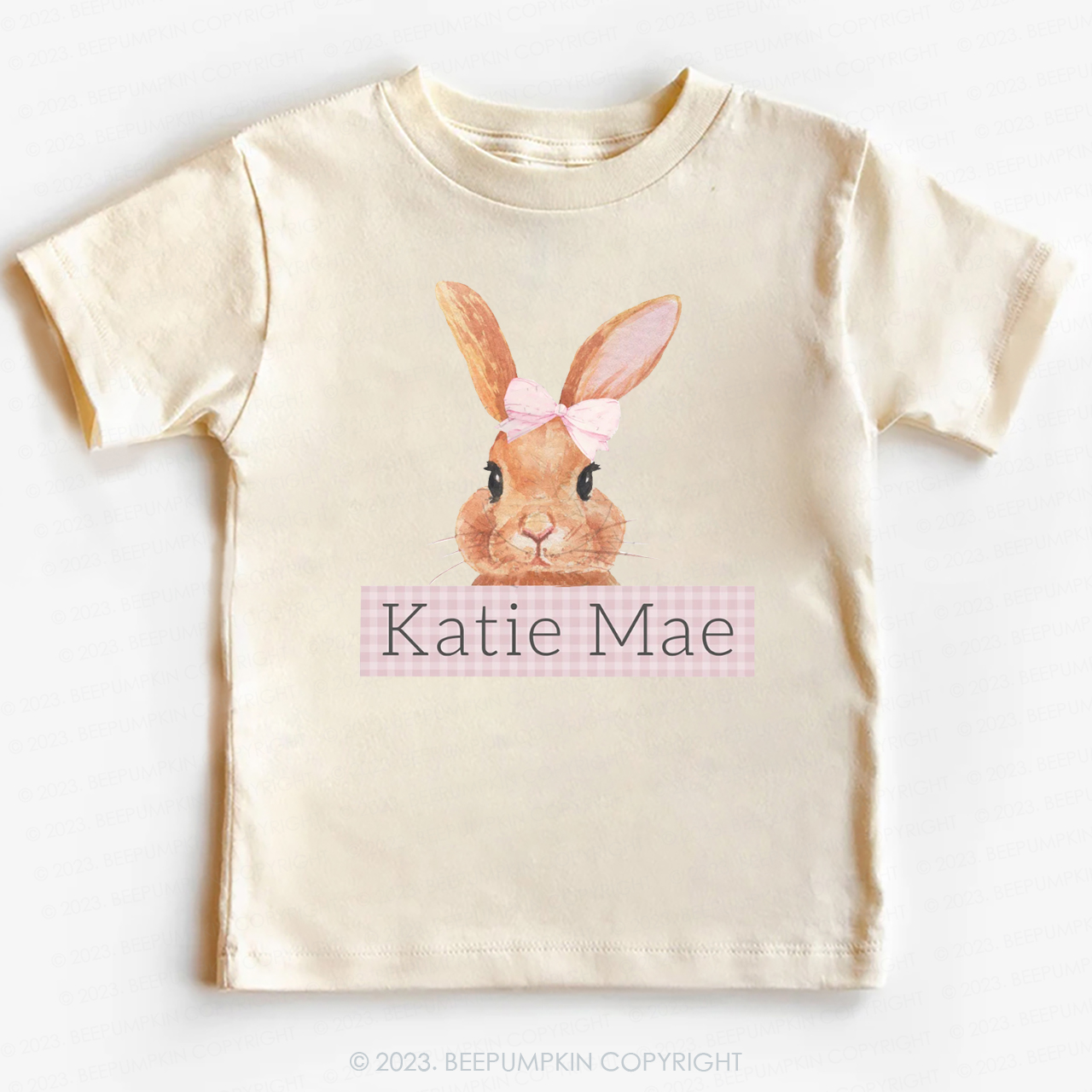 Pink Bunny Gingham Name -Toddler Tees