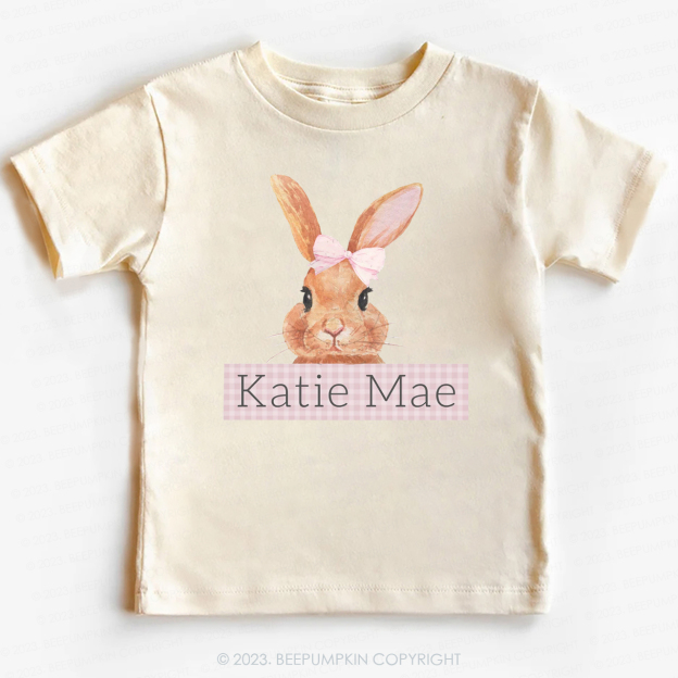 Pink Bunny Gingham Name -Toddler Tees