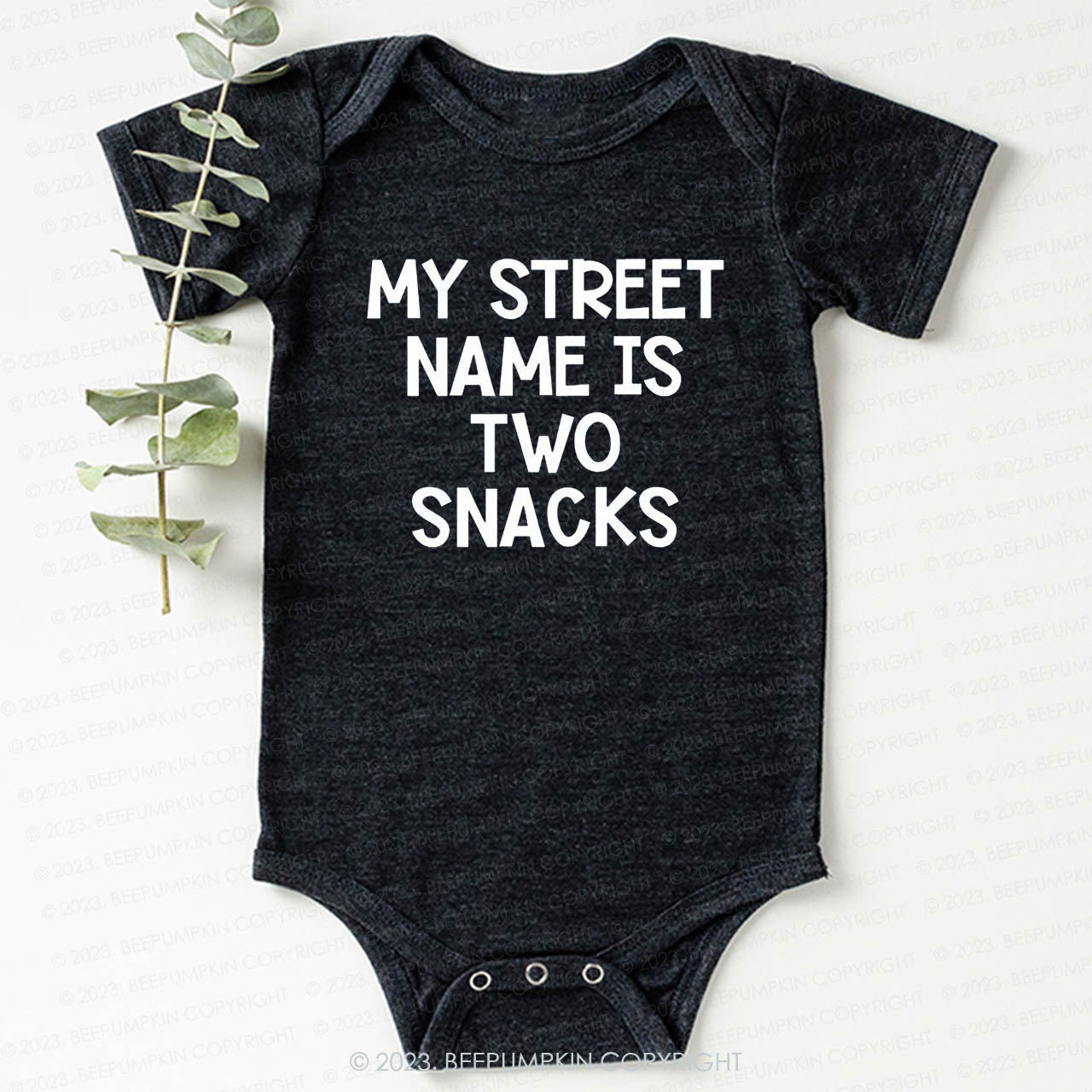 My Street Name Is Two Snacks Bodysuit For Baby