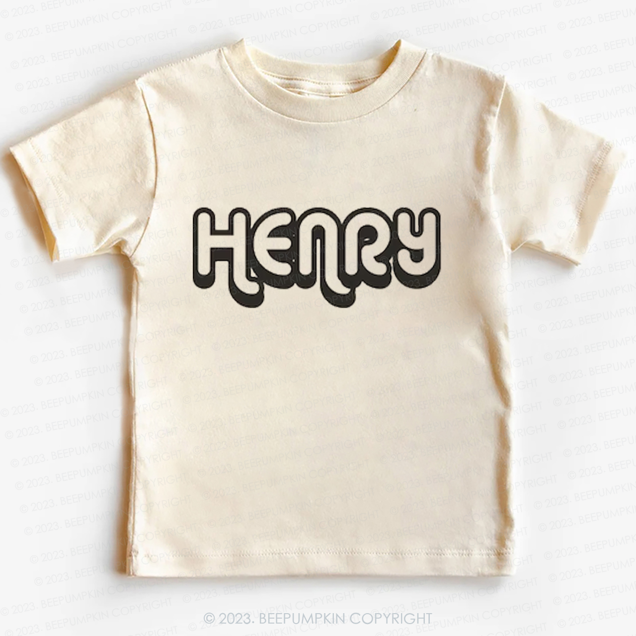 Retro Custom Name Toddler Shirt - Personalized Natural Kids Tees