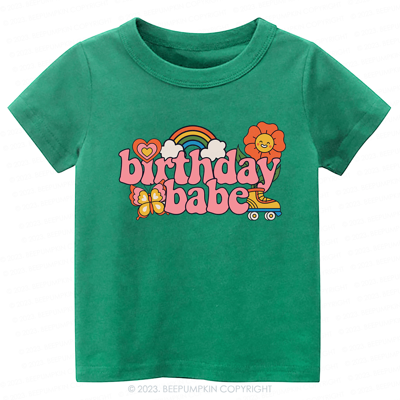 Pink Retro Birthday Babe Kids Shirt