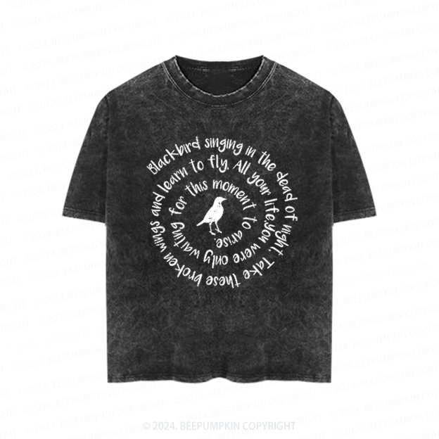 Blackbird Singing In The Dead Of Night Toddler&Kids Washed Tees         