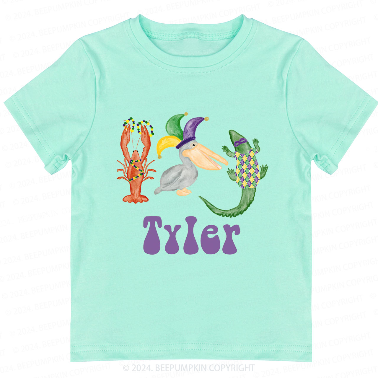 Personalized Mardi Gras Toddler&Kids Tees