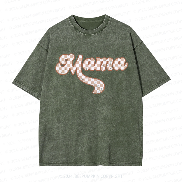 Checkered Mama Retro Mama Washed T-Shirts 