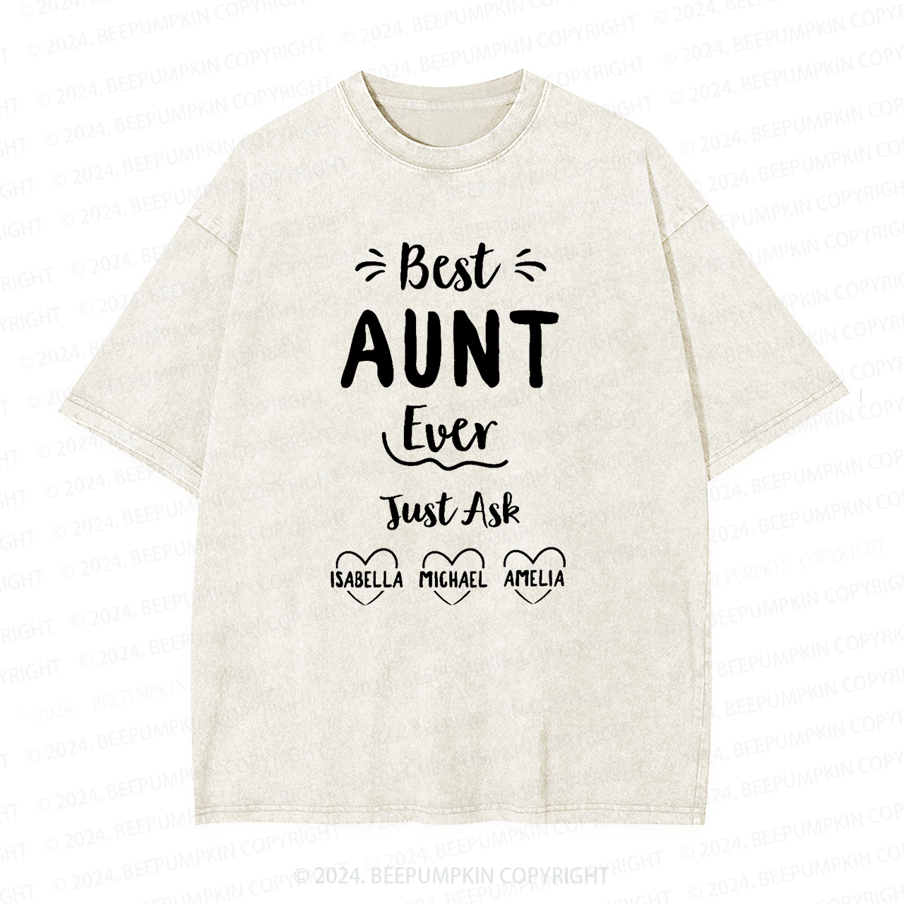 Personalized Best Ever Aunt Washed Tees