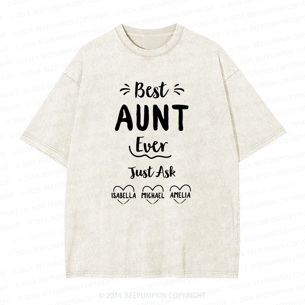 Personalized Best Ever Aunt Washed Tees