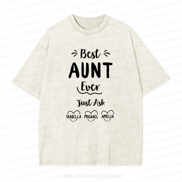 Personalized Best Ever Aunt Washed Tees