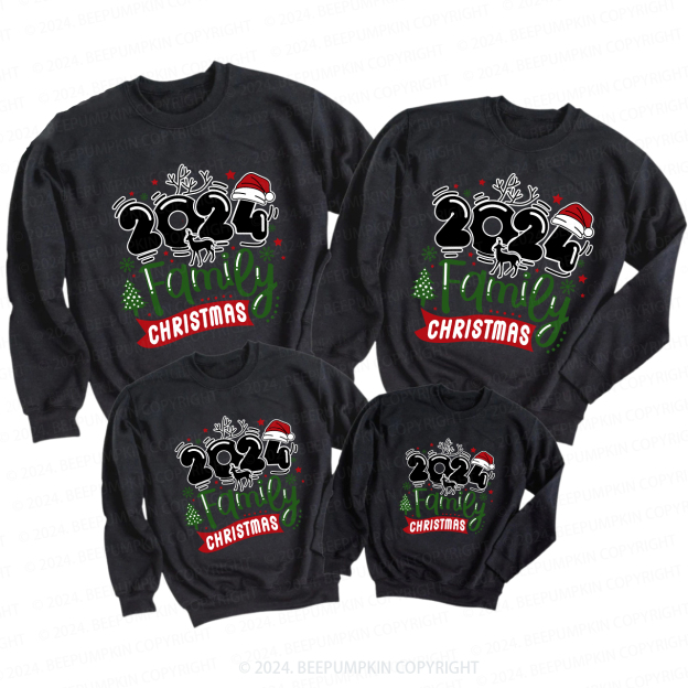 Christmas Hat With 2024 Family Matching Sweatshirts