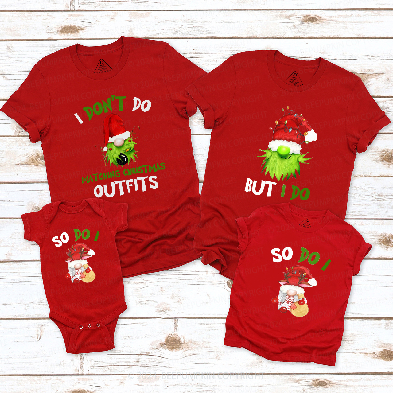 Funny I Don't Do Matching Christmas Gnomes Matching T-Shirts