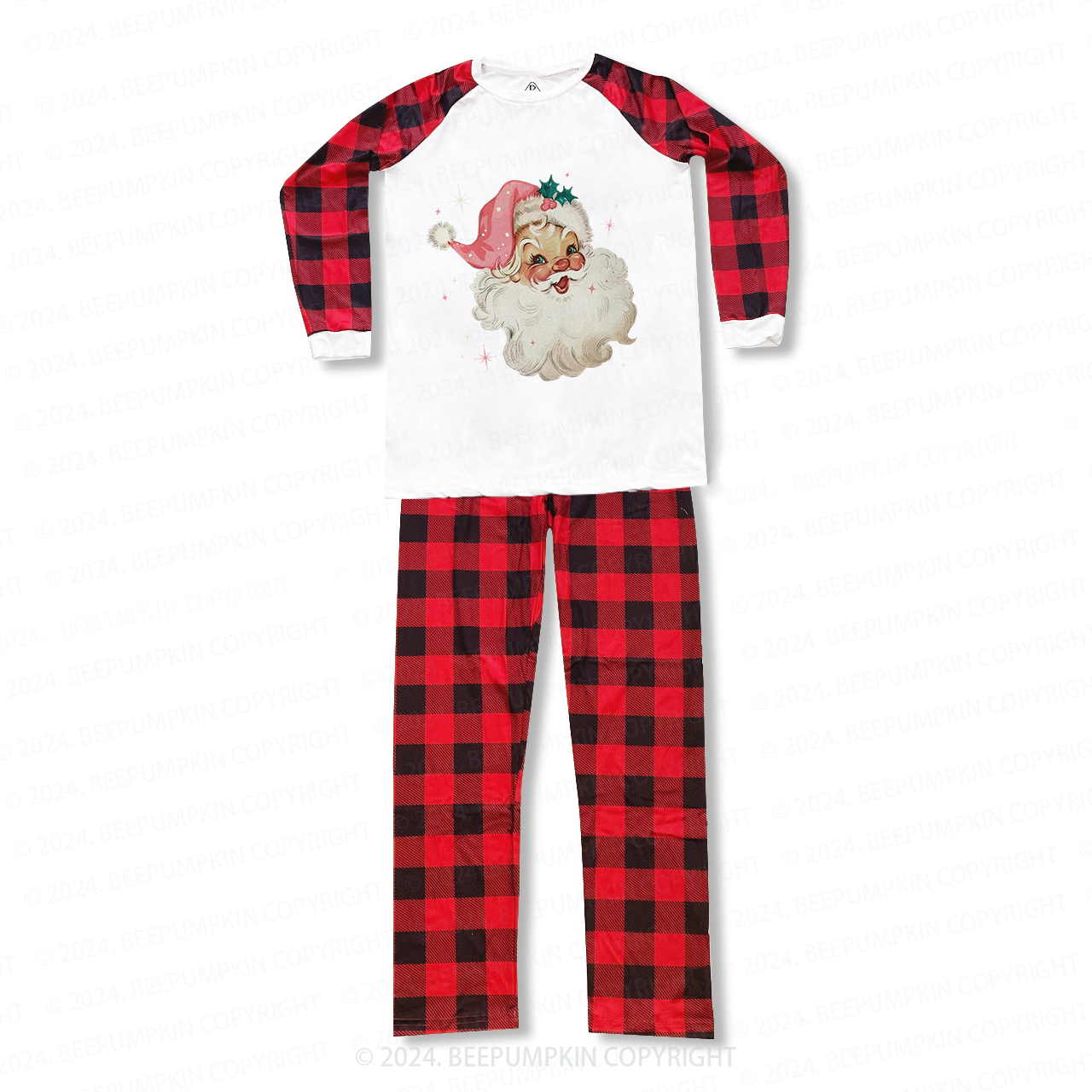 Retro Pink Santa Christmas Family Matching Pajamas