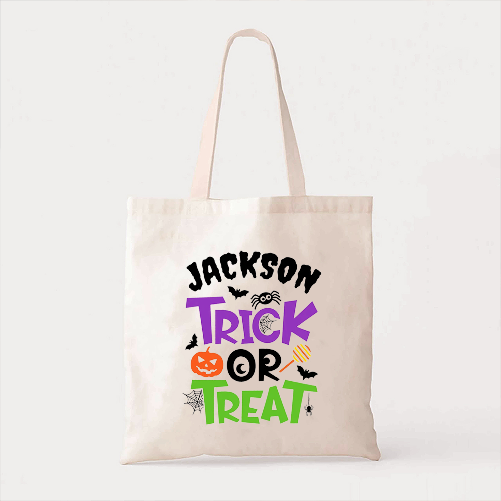 Personalized  Name Spider Halloween Tote Bag