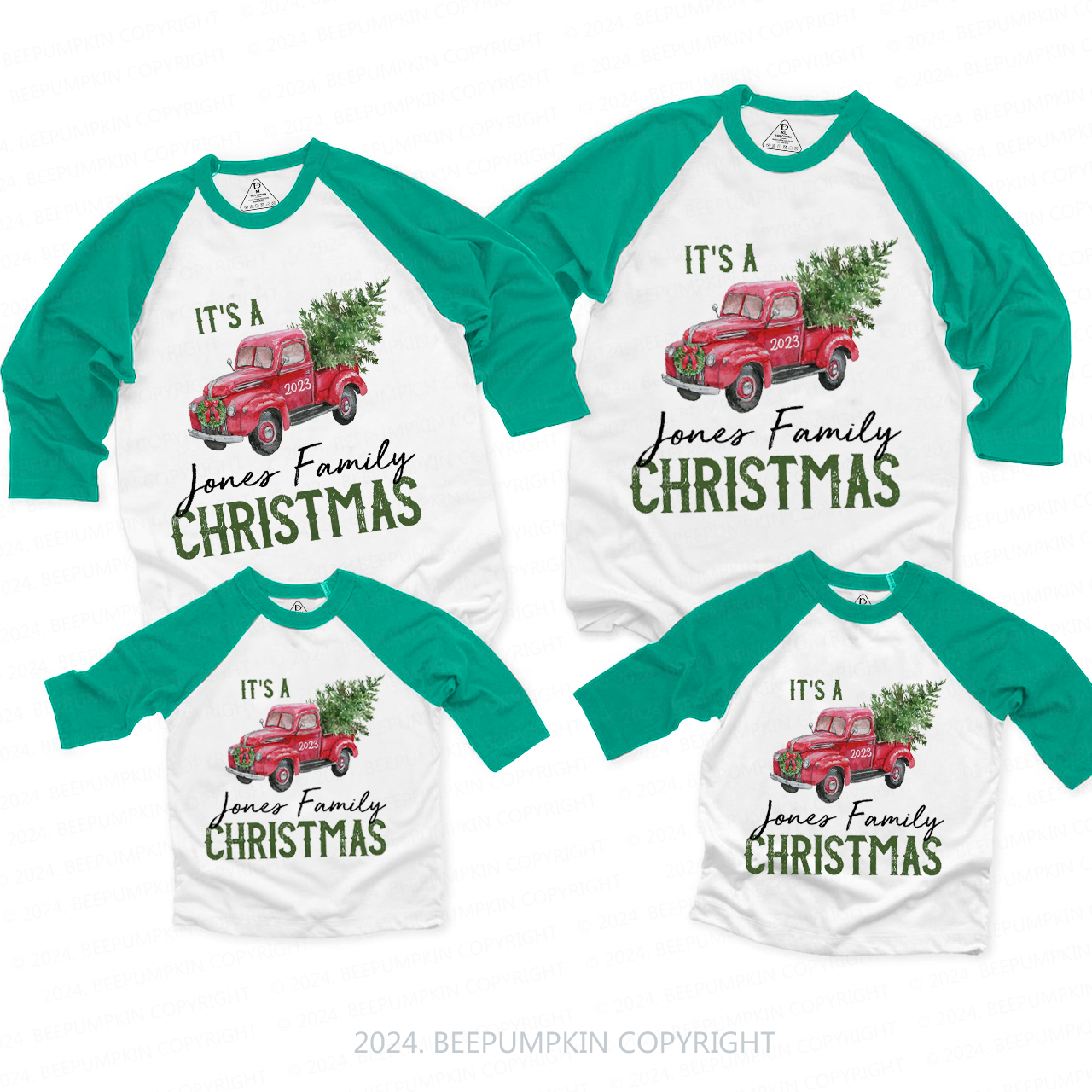 Personalized Vintage Truck Family Matching Raglan Sleeves T-Shirts  Beepumpkin