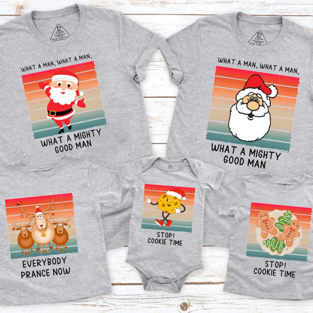 Cartoon Snowman Elk Cookies Christmas Family Matching T-Shirts Beepumpkin