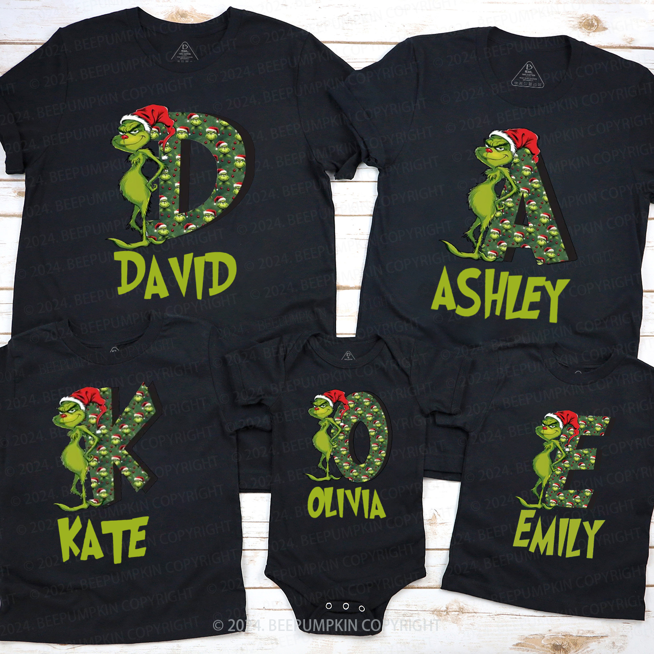 Personalized Print Alphabet Wall Family Matching T-Shirts Beepumpkin